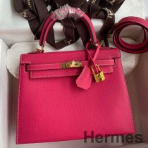 Hermes Kelly Sellier 25 handgemaakte tas in perzik Epsom kalfsleer
