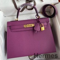 Hermes Kelly Sellier 28 handgemaakte tas in anemoon Epsom kalfsleer