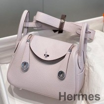 Hermes Lindy mini-tas in mauve licht Clemence-leer PHW