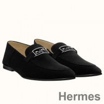 Hermes Tenor Loafers voor heren in zwart suède leer
