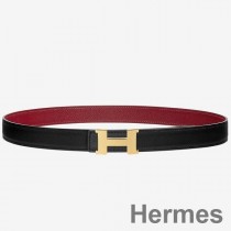 Hermes Mini Constance 24 mm omkeerbare riem zwart/robijn