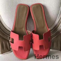 Hermes Oran sandalen in roze Azalee Epsom-leer
