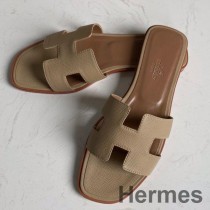 Hermes Oran Slide Sandalen In Geul Epsom Kalfsleer