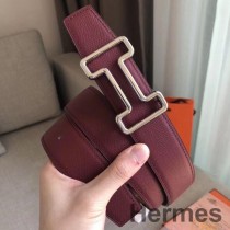 Hermes Tonight 38MM omkeerbare riem in robijn/goud Epsom-leer
