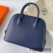 Hermes Bolide 1923 25 Håndlaget veske i blå Saphir Evercolor kalveskinn