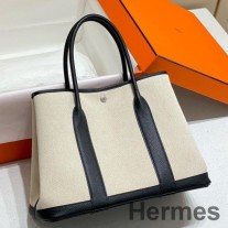 Hermes Garden Party 36cm veske i Toile og svart skinn