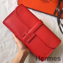 Hermes Jige Elan 29 Clutch i rødt Epsom-skinn