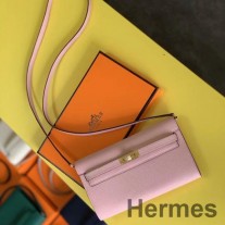 Hermes Kelly Classique To Go lommebok i rosa Epsom kalveskinn