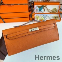 Hermes Kelly Cut håndlaget veske i oransje Epsom kalveskinn