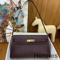 Hermes Kelly Elan Håndlaget veske i Rouge Sellier Chevre Mysore Leather