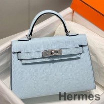 Hermes Kelly Mini II-veske i blått Brume Epsom-skinn PHW