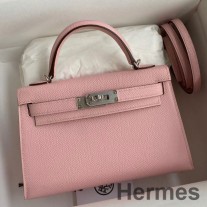 Hermes Kelly Mini II Sellier Håndlaget veske i Rose Sakura Epsom kalveskinn