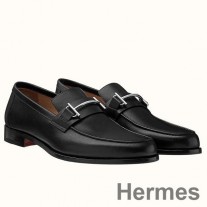 Hermes Sydney Loafers for menn i svart kalveskinn