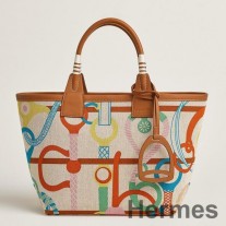 Hermes Steeple 25 Bag i H Plume Canvas med Clic Clac Panoplie Equestre