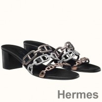 Hermes Tandem Sandaler I Gull/Sølv Lammeskinn