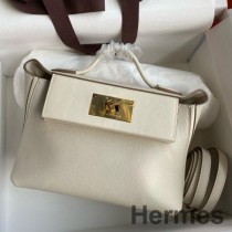 Hermes 24/24 Mini 21 Håndlaget veske i Craie Evercolor-skinn