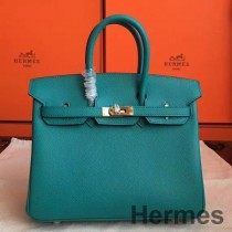 Hermes Birkin 25 håndlaget veske i malakitt Epsom kalveskinn