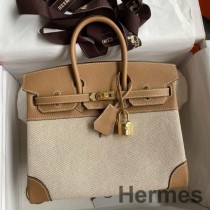 Hermes Birkin 25 Håndlaget veske i Toile & Chai Epsom-skinn
