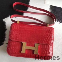 Hermes Constance 24 Håndlaget veske i braise Niloticus Crocodile