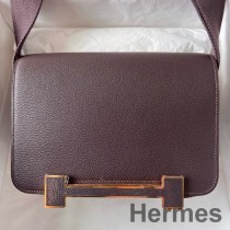 Hermes Geta Håndlaget Veske I Rouge Sellier Chevre Mysore Lær