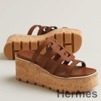 Hermes Isabella 30 sandaler i brunt kalveskinn
