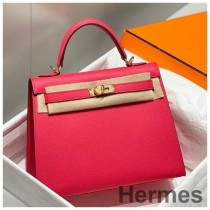 Hermes Kelly 25 cm Sellier Bag i Rose Extreme Epsom Leather