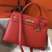 Hermes Kelly 32 cm veske i rødt Epsom-skinn GHW