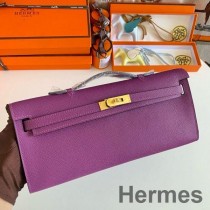 Hermes Kelly Cut håndlaget veske i anemone Epsom kalveskinn