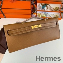 Hermes Kelly Cut håndlaget veske i gull Epsom kalveskinn