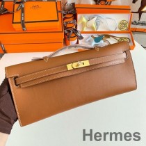 Hermes Kelly Cut håndlaget veske i gull Swift kalveskinn