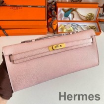 Hermes Kelly Cut håndlaget veske i Rose Sakura Epsom kalveskinn