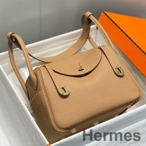 Hermes Lindy 26cm Bag In Chai Clemence Leather GHW