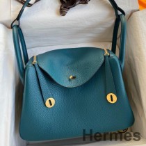 Hermes Lindy 30 Håndlaget veske i Vert Bosphore Clemence-skinn