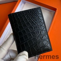 Hermes MC² Euclide-kortholder i svart matt alligatorskinn