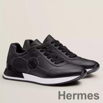 Hermes Drive joggesko for menn i svart skinn