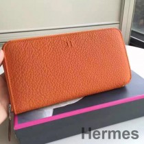 Hermes Orange Clemence Azap lommebok med glidelås