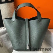 Hermes Picotin Lock 22 Bag I Vert Amande Clemence Lær