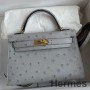 Hermes Kelly Mini II Sellier Håndlaget veske i Bleu Glacier Ostrich Leather